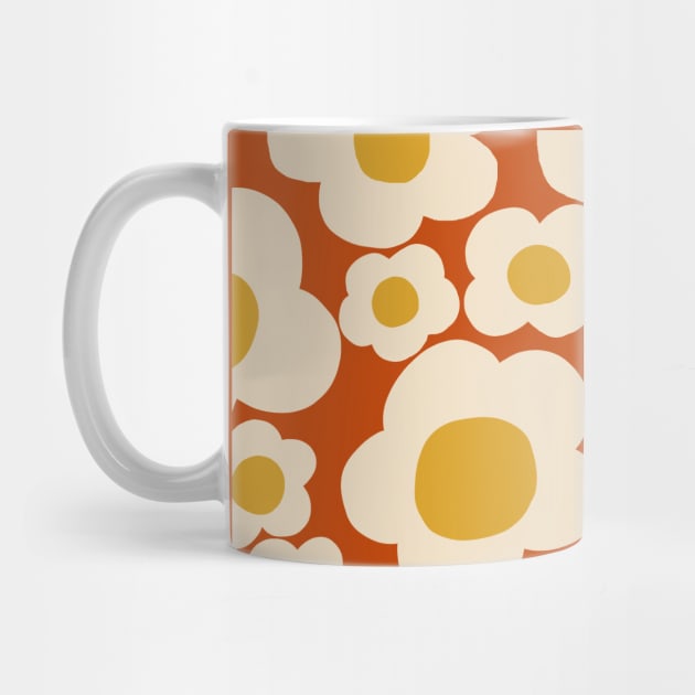 Minimalist groovy floral pattern in brown by Natalisa